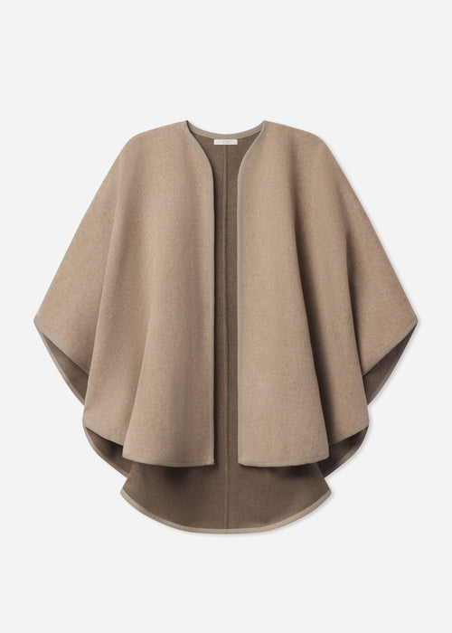 Draped Cape in Wool Cashmere - Taupe, image 6 of 6