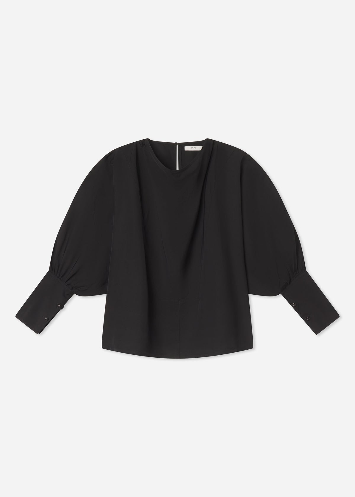 Draped Tunic Top in Viscose Silk - Black, image 3 of 3