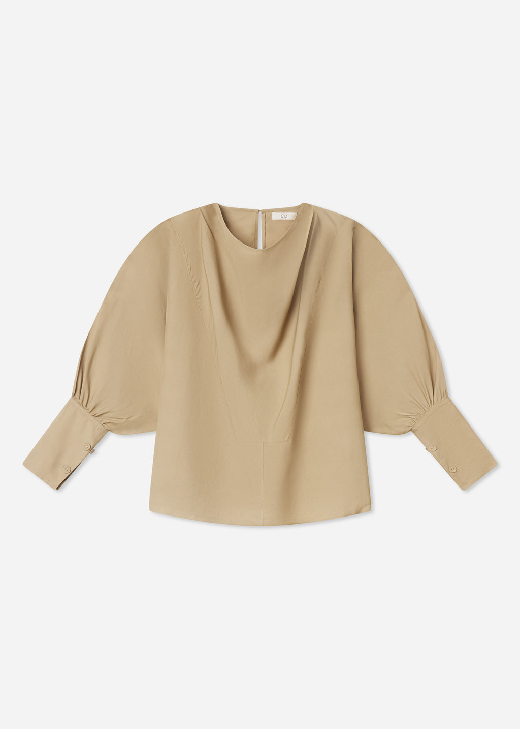 Draped Tunic Top in Viscose Silk - Khaki - CO