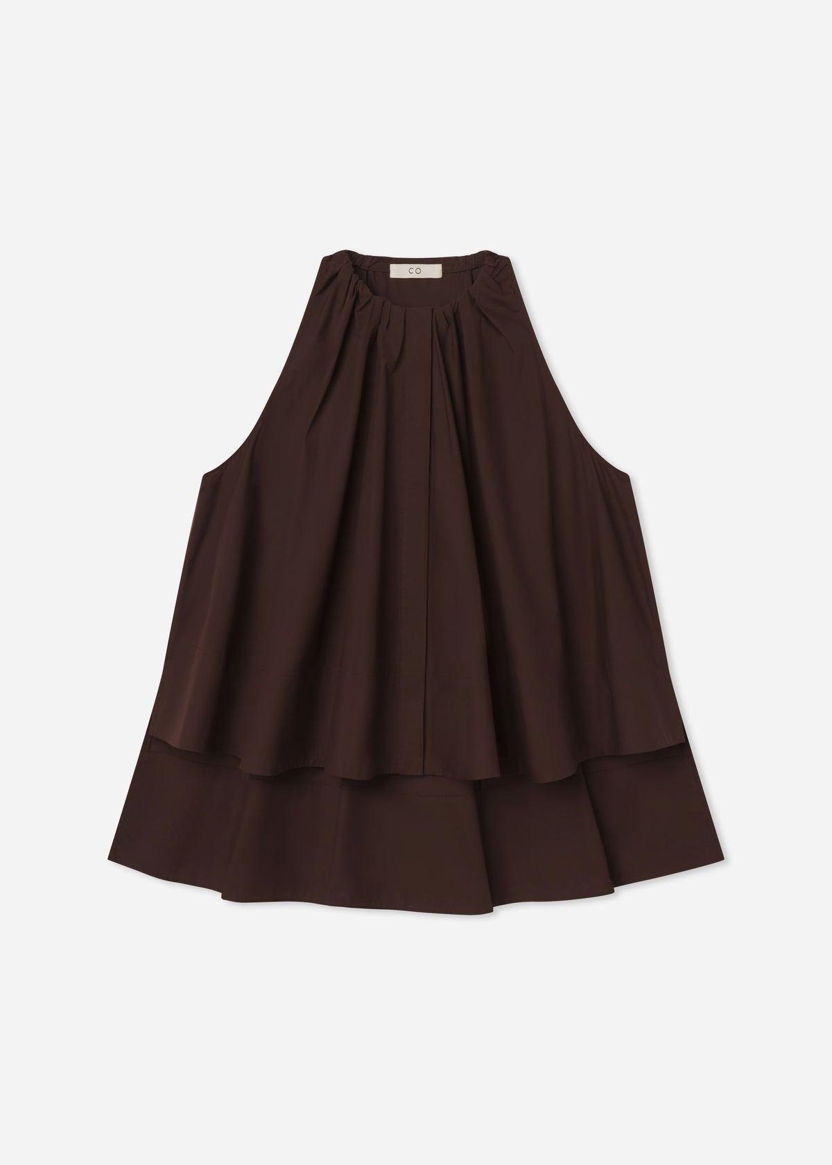 Gathered Tunic Shirt in Cotton Poplin - Chocolate, image 4 of 4