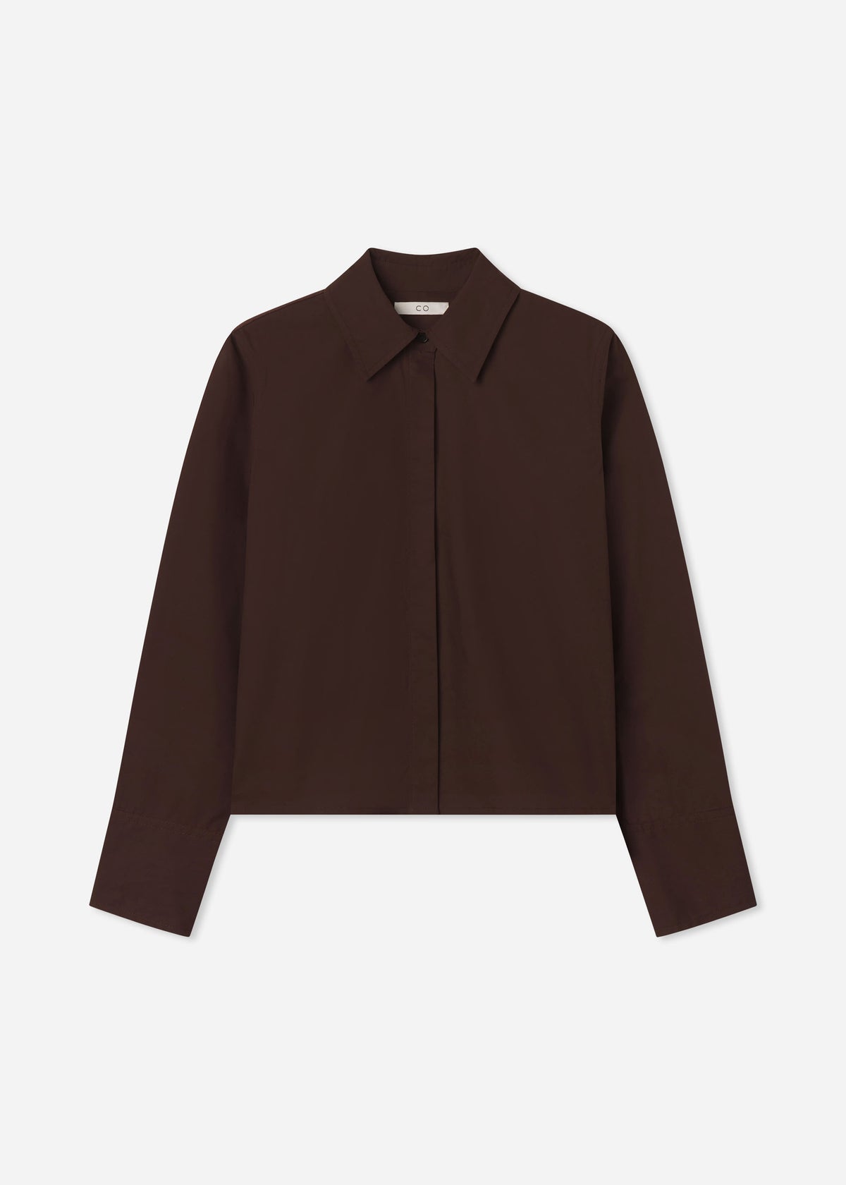 Fitted Shirt in Cotton Poplin - Chocolate, image 4 of 4