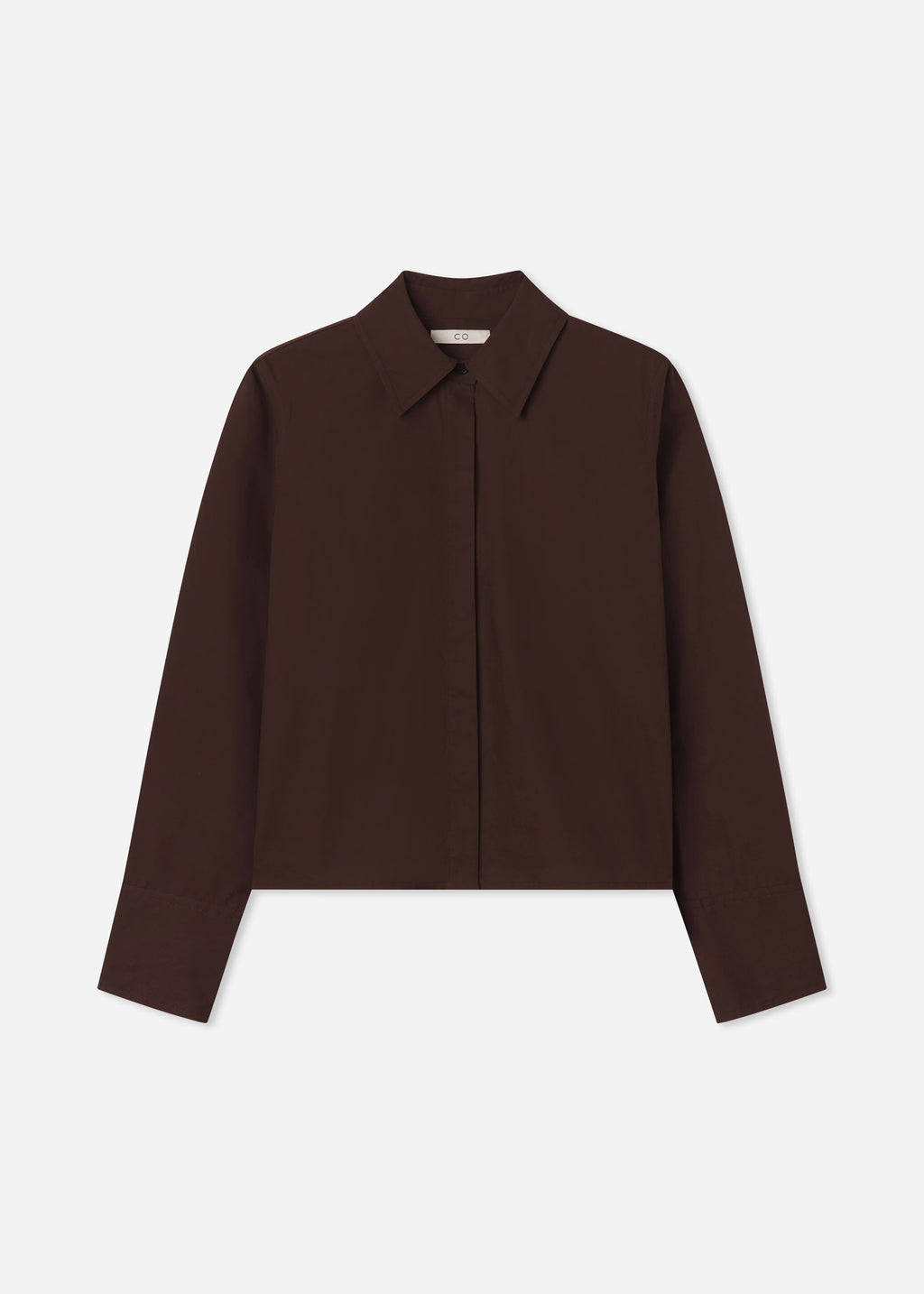 Fitted Shirt in Cotton Poplin - Chocolate - CO