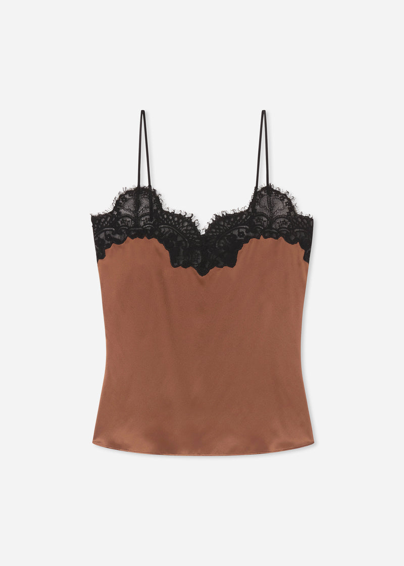 Lace Camisole in Silk - Chocolate - CO
