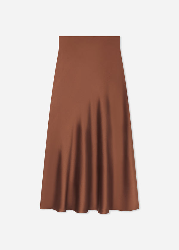 Bias Cut Slip Skirt in Silk - Chocolate - CO