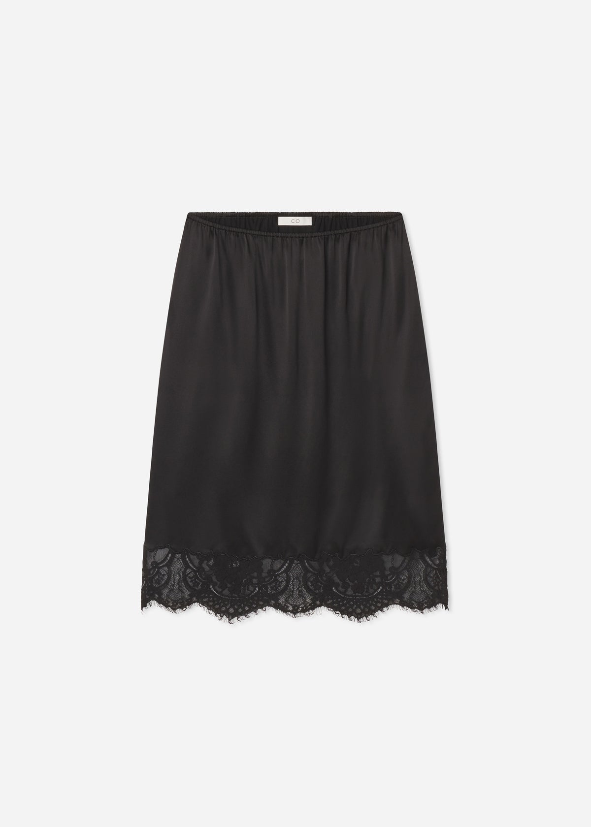 Lace-Trimmed Slip Skirt in Silk - Black, image 4 of 4