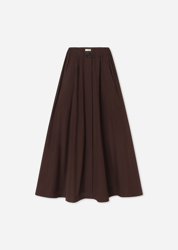 Parachute Skirt in Cotton Poplin - Chocolate - CO