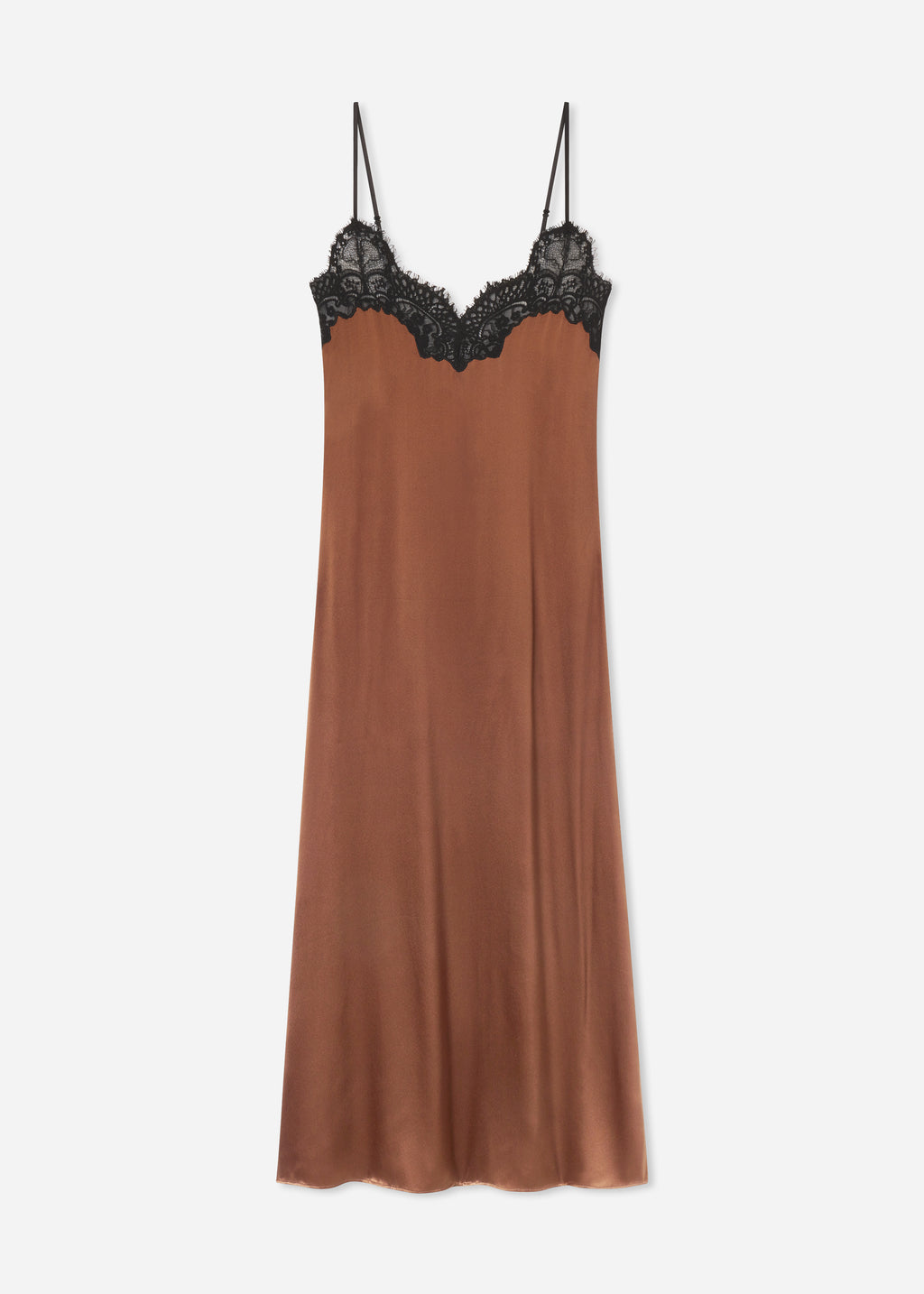 Lace Slip Dress in Silk - Chocolate - CO