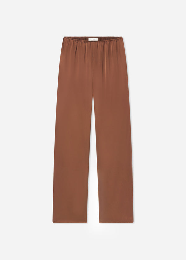 Elastic Waist Pant in Silk - Chocolate - CO