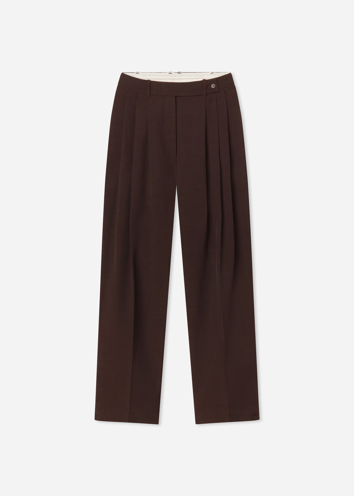 Wide Leg Pleated Pant in Linen - Chocolate, image 4 of 4