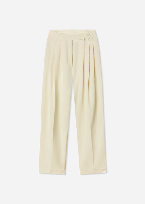 Wide Leg Pleated Pant in Linen - Pearl, image 4 of 4