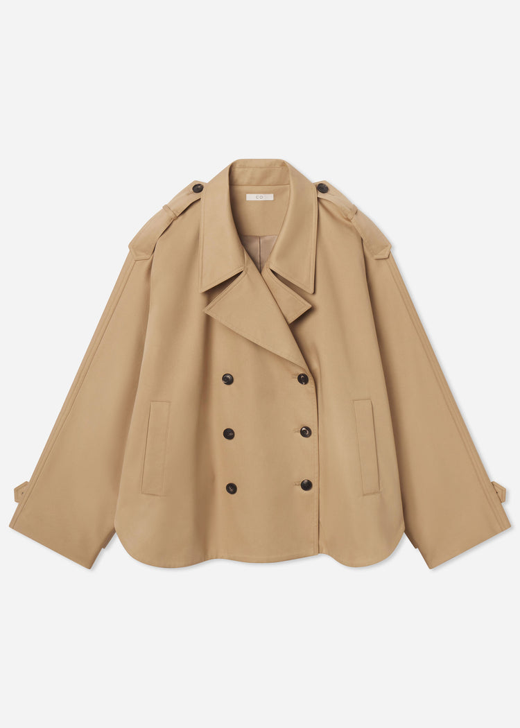 Dolman Cropped Trench in Cotton Twill - Camel, image 4 of 4
