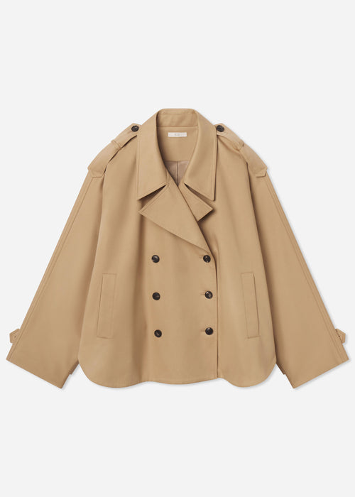 Dolman Cropped Trench in Cotton Twill - Camel, image 4 of 4