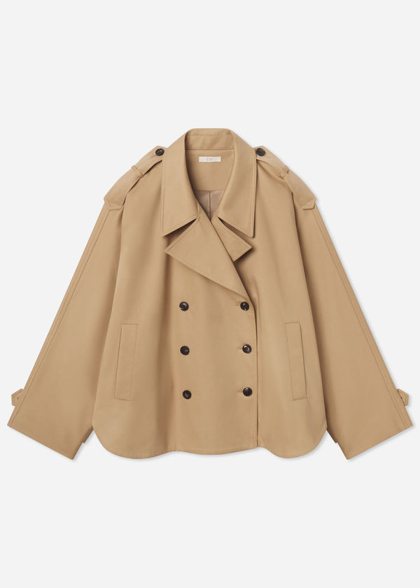 Dolman Cropped Trench in Cotton Twill - Camel - CO