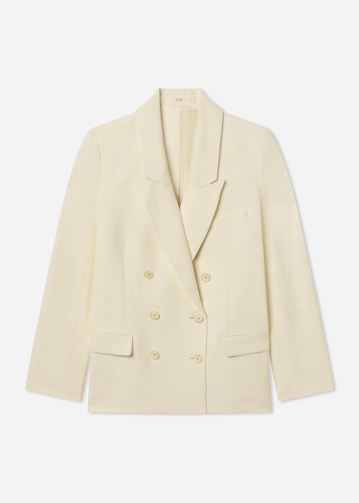 Double Breasted Blazer in Linen - Pearl, image 5 of 5