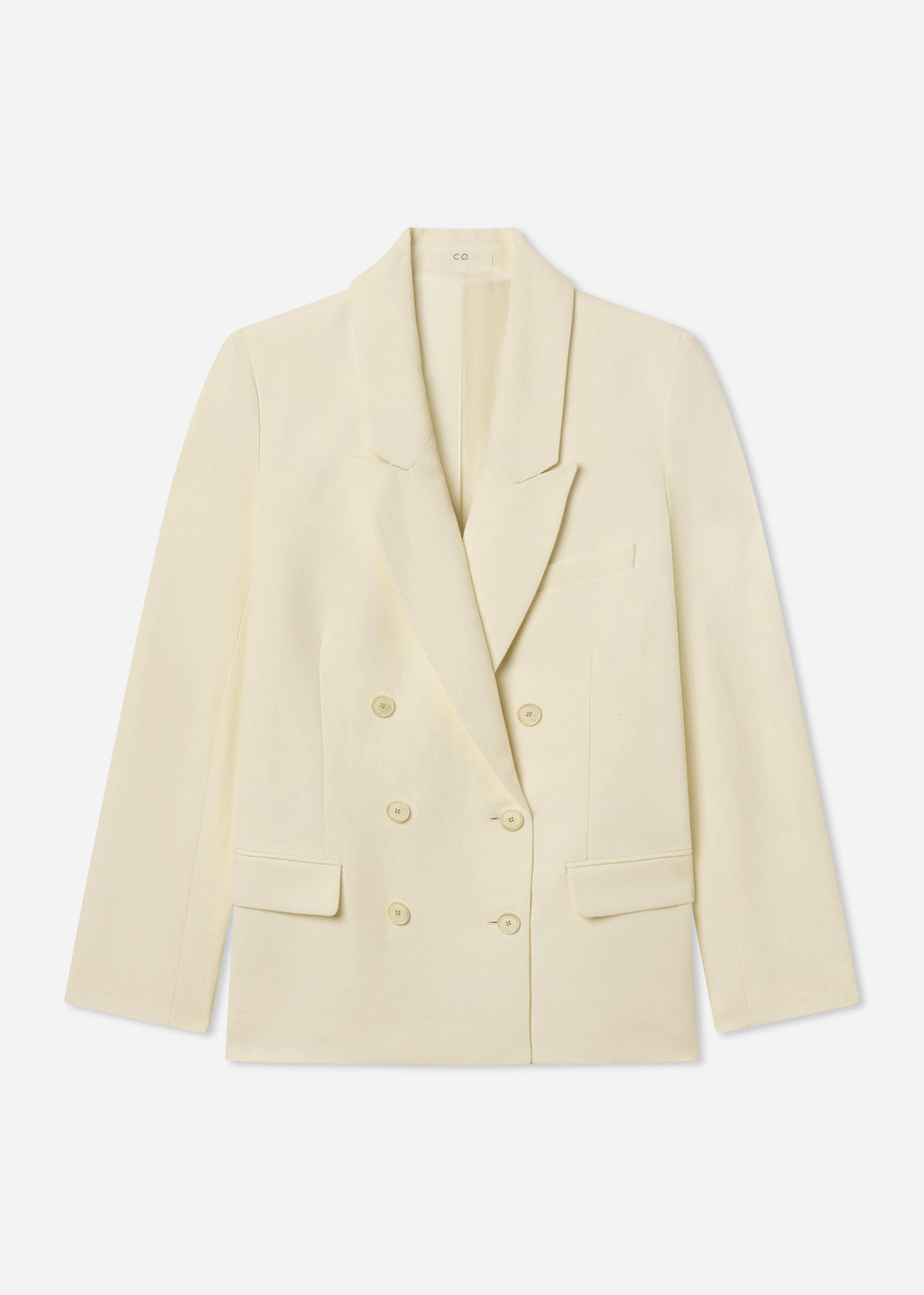 Double Breasted Blazer in Linen - Pearl - CO