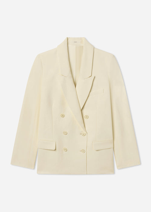 Double Breasted Blazer in Linen - Pearl, image 5 of 5