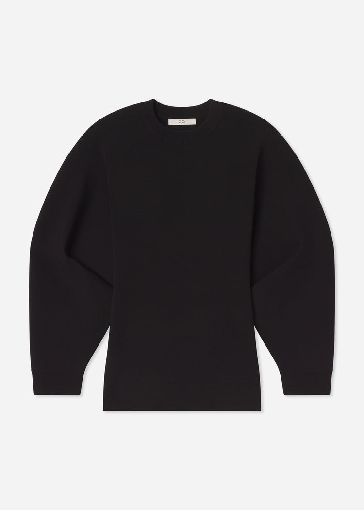 Crewneck Tunic Top in Stretch Knit - Black, image 4 of 4