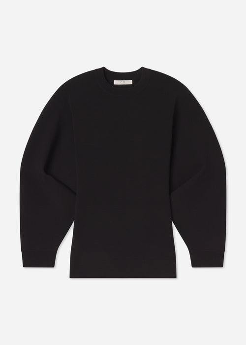 Crewneck Tunic Top in Stretch Knit - Black, image 4 of 4