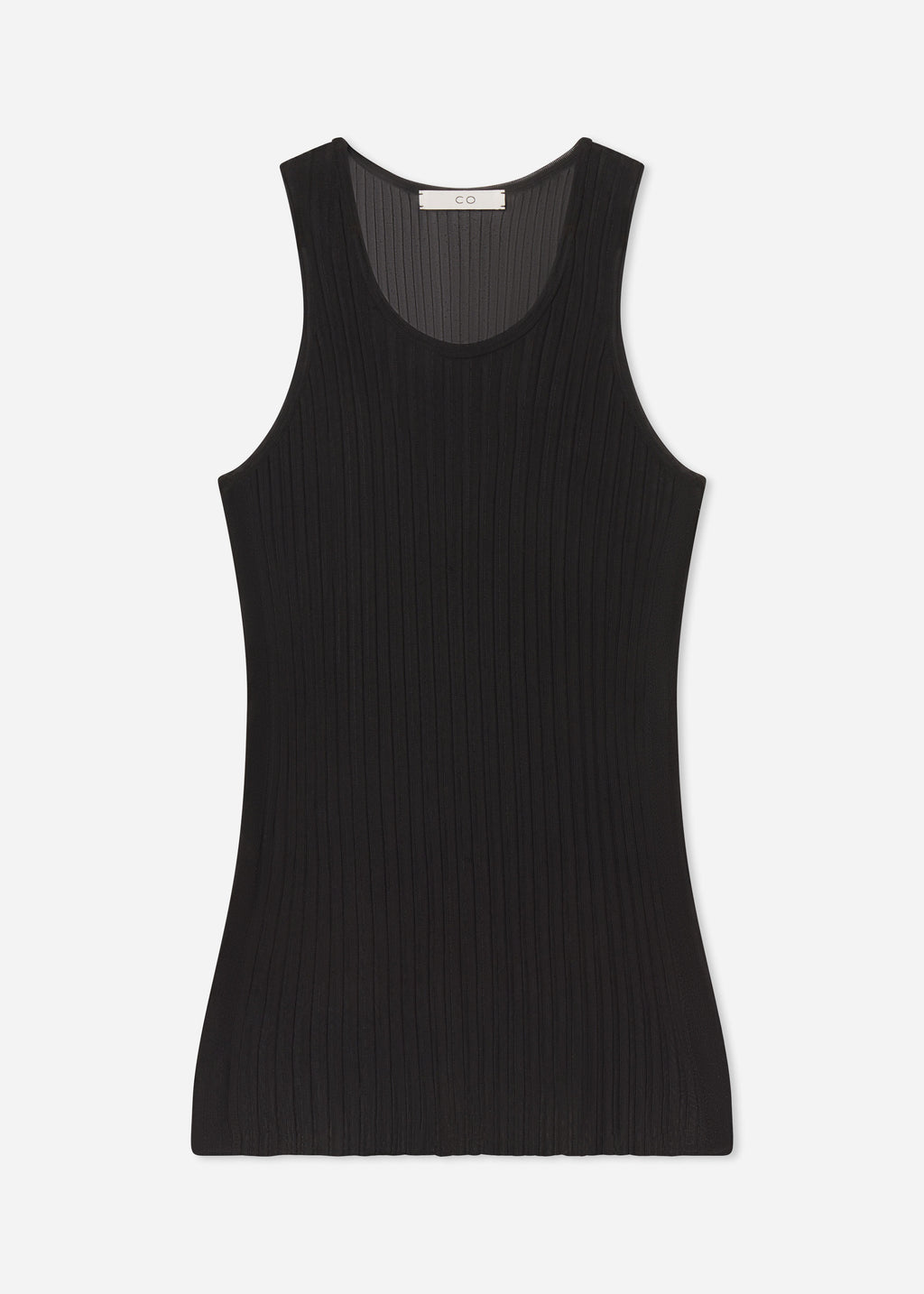 Sheer Rib Tank Top in Viscose - Black - CO