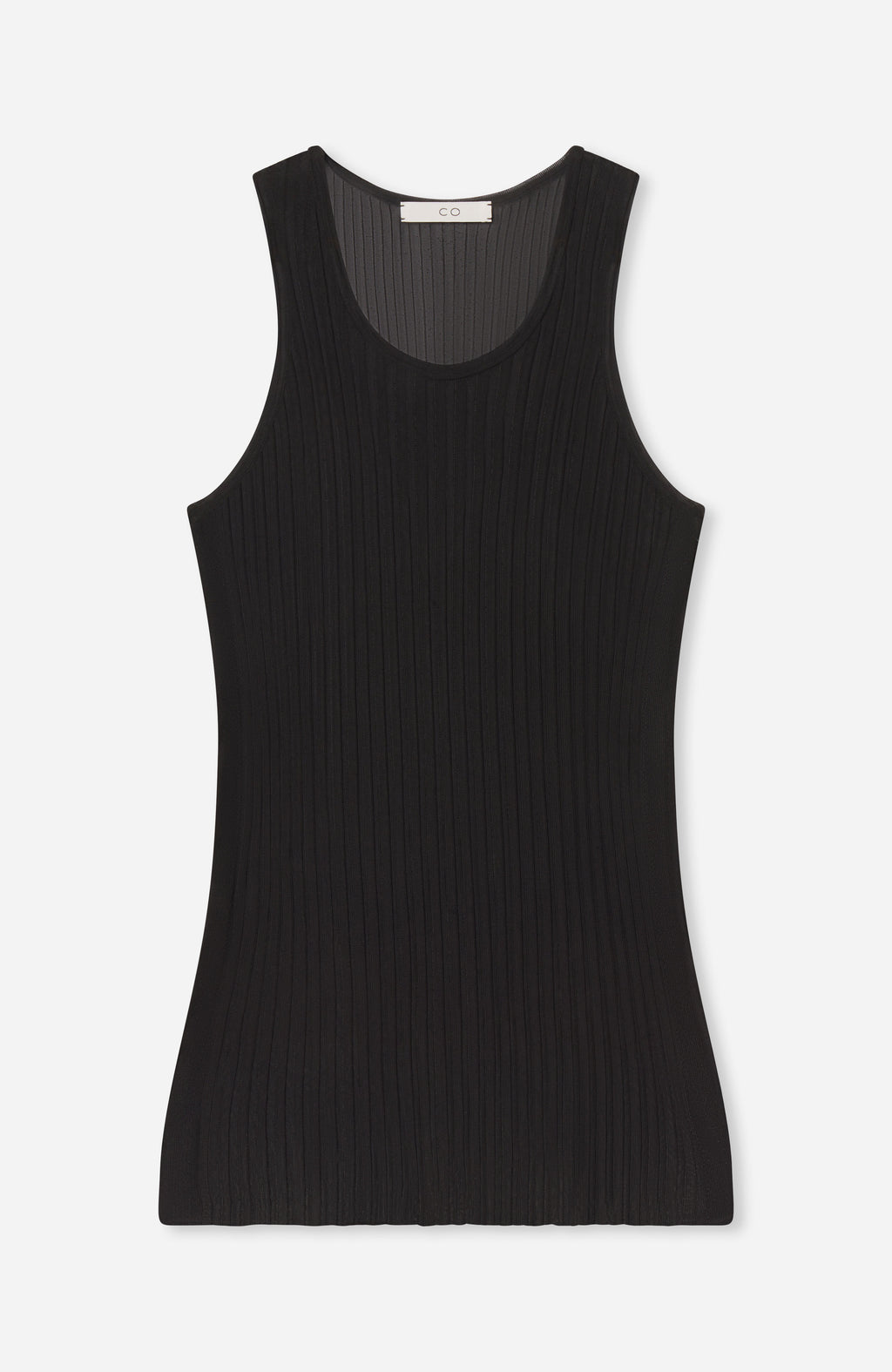 Sheer Rib Tank Top in Viscose - Black - CO