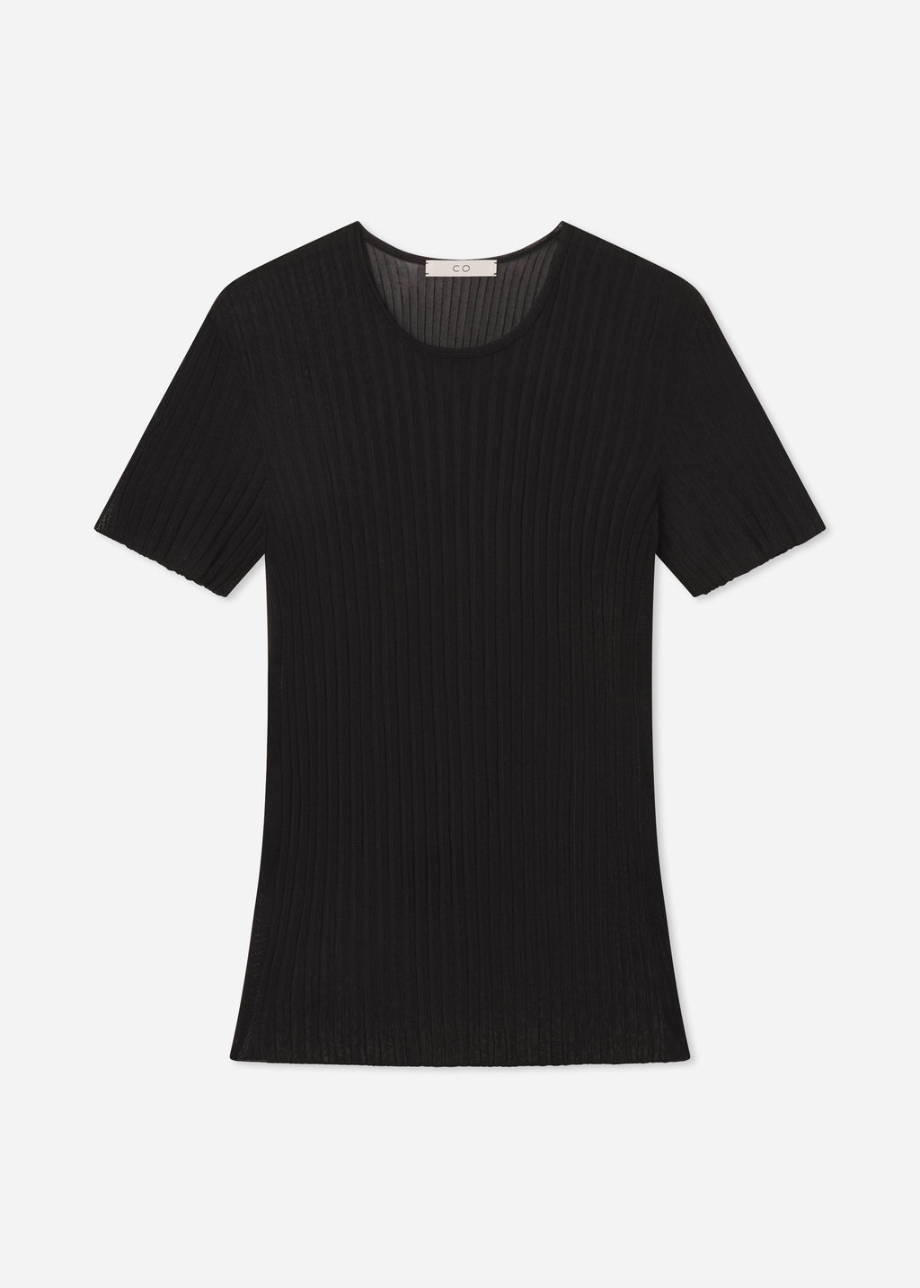 Sheer Rib T-Shirt in Viscose - Black - CO