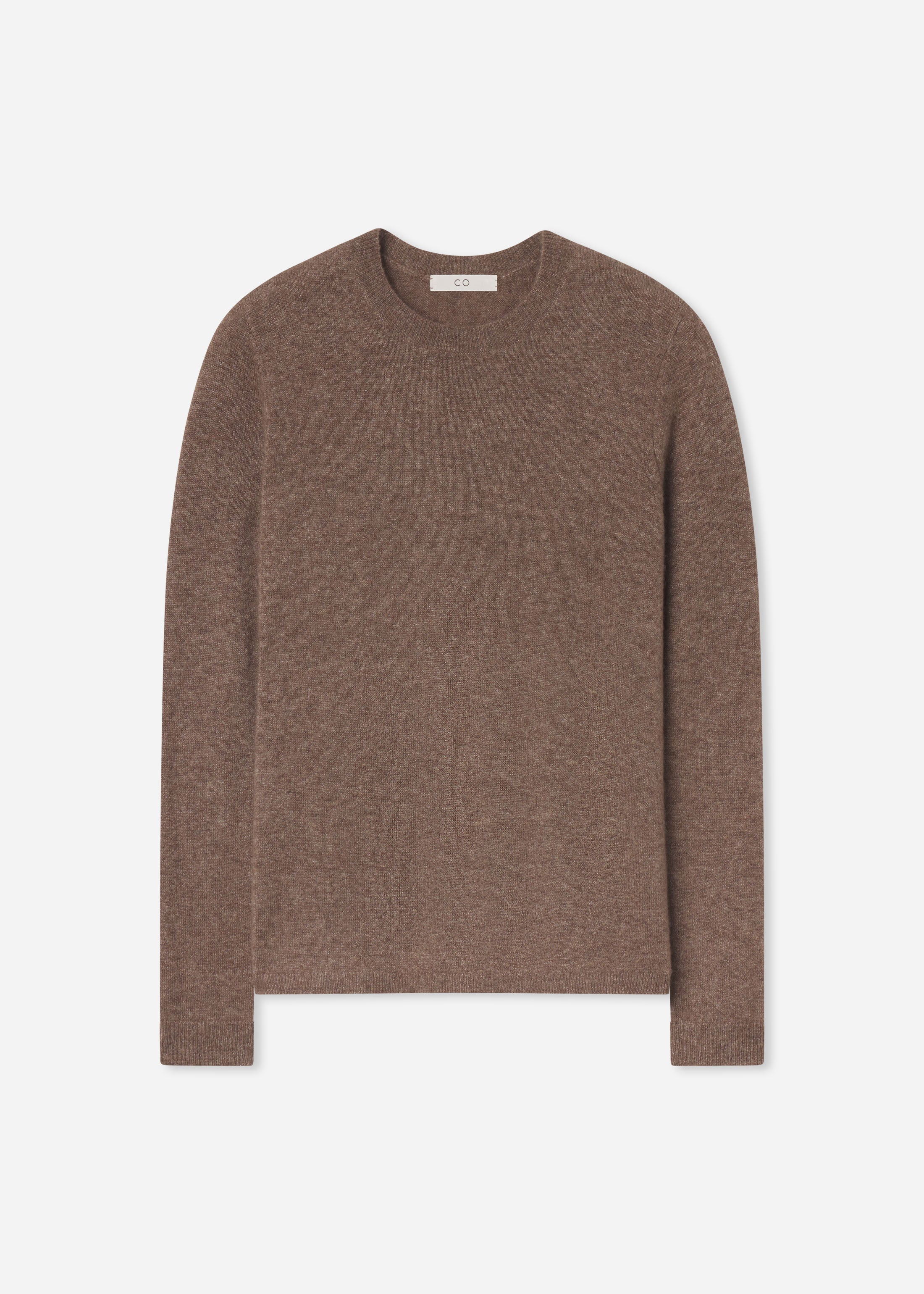 Long Sleeve Crew Sweater in Cashmere Silk - Hazelnut