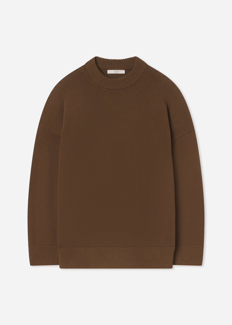 Boyfriend Crew Sweater in Cotton - Olive, image 4 of 4