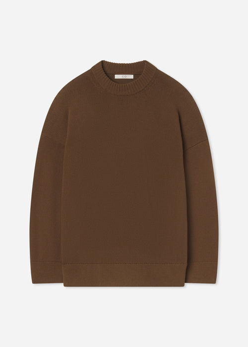 Boyfriend Crew Sweater in Cotton - Olive, image 4 of 4