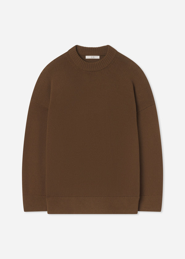 Boyfriend Crew Sweater in Cotton - Olive - CO