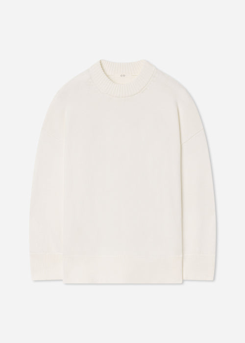 Boyfriend Crew Sweater in Cotton - White, image 4 of 4