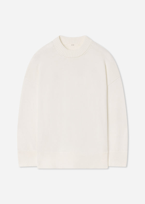Boyfriend Crew Sweater in Cotton - White - CO