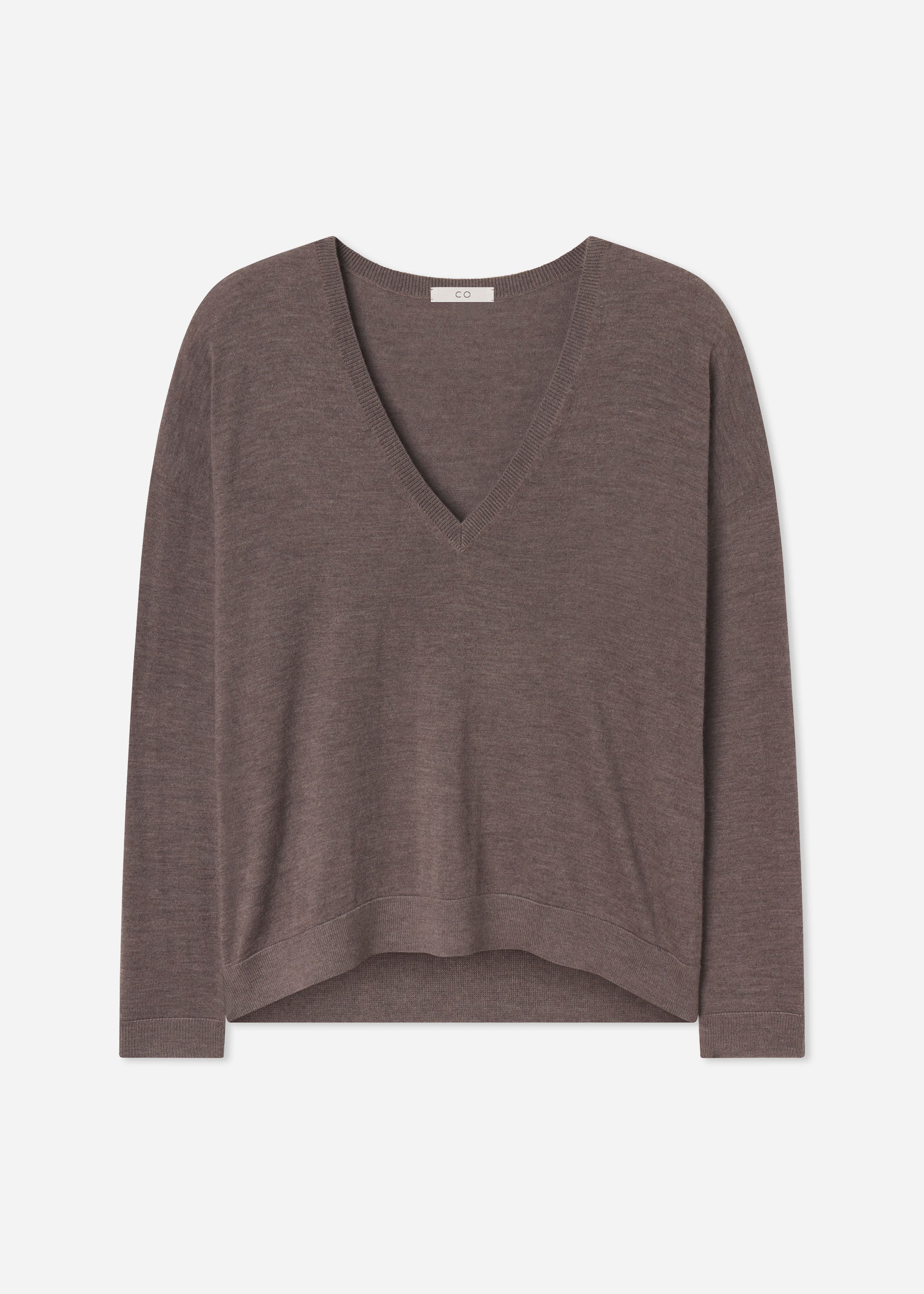 V-Neck Sweater in Fine Cashmere - Hazelnut