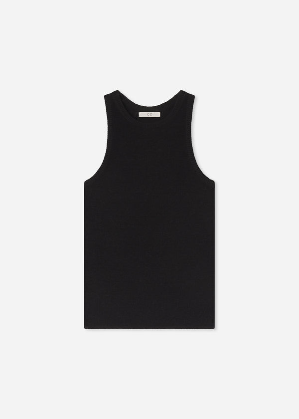 Racerback Tank in Silk Linen - Black - CO