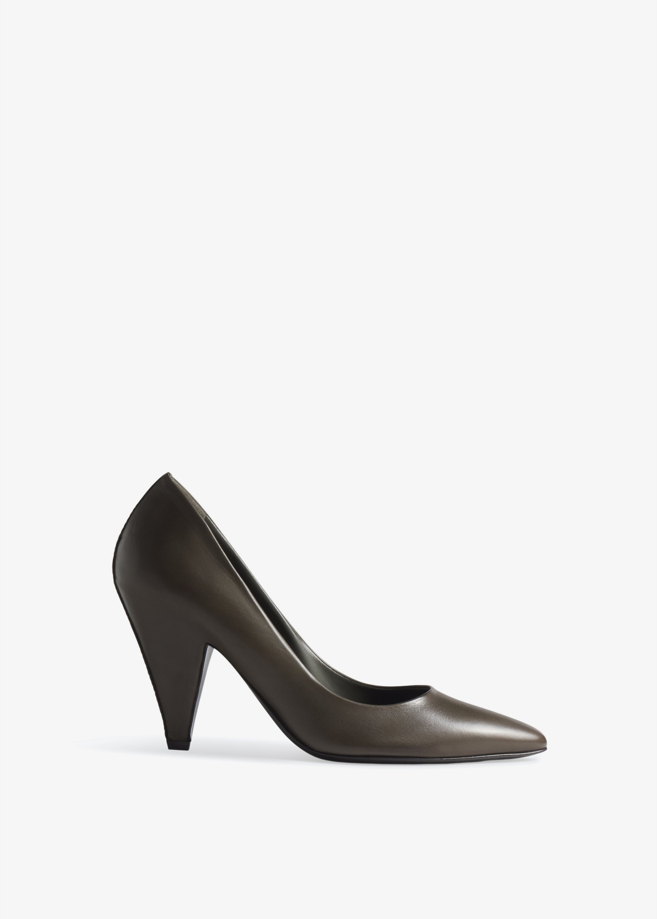Back Seam Heel in Leather - Olive