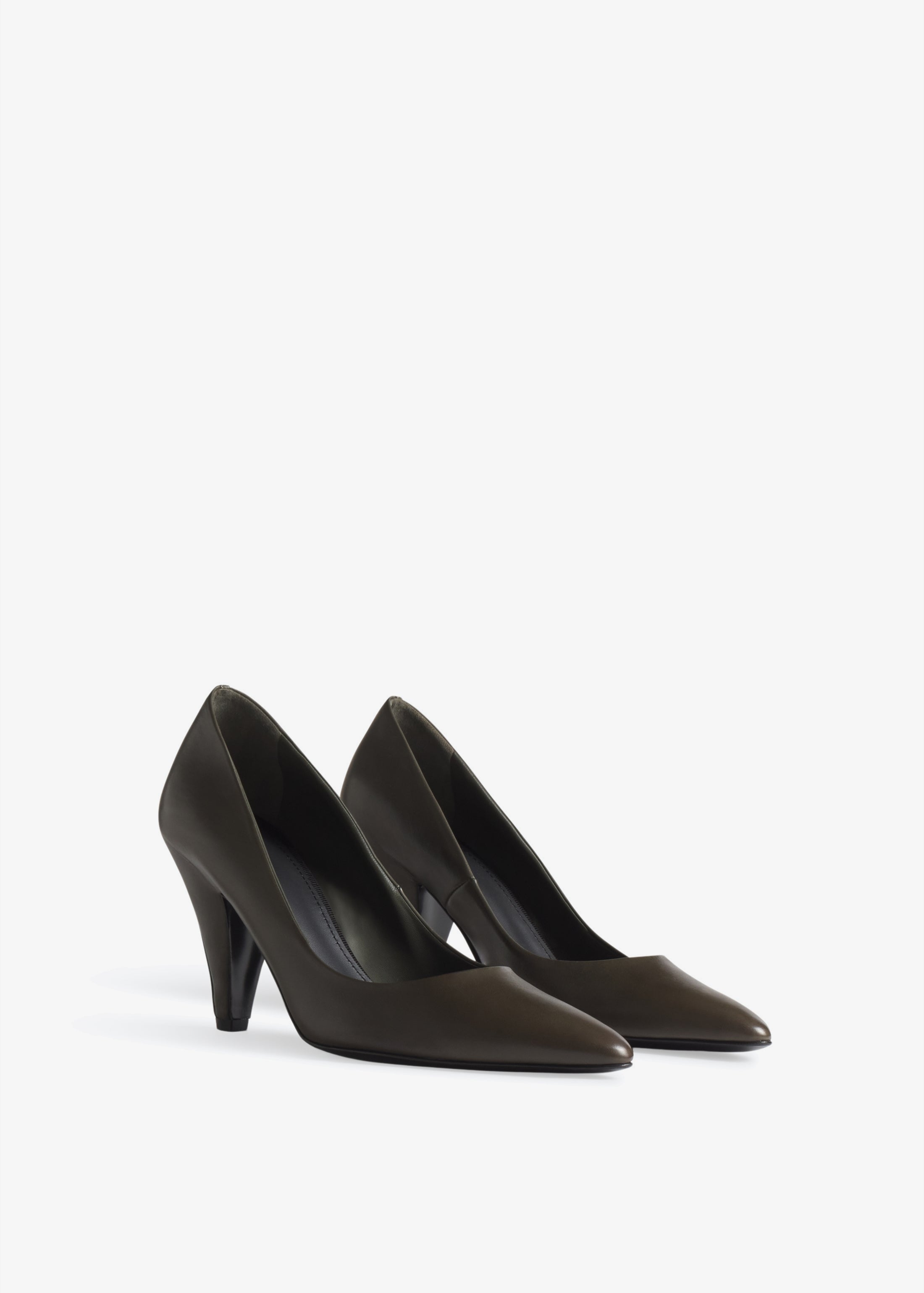 Back Seam Heel in Leather - Olive