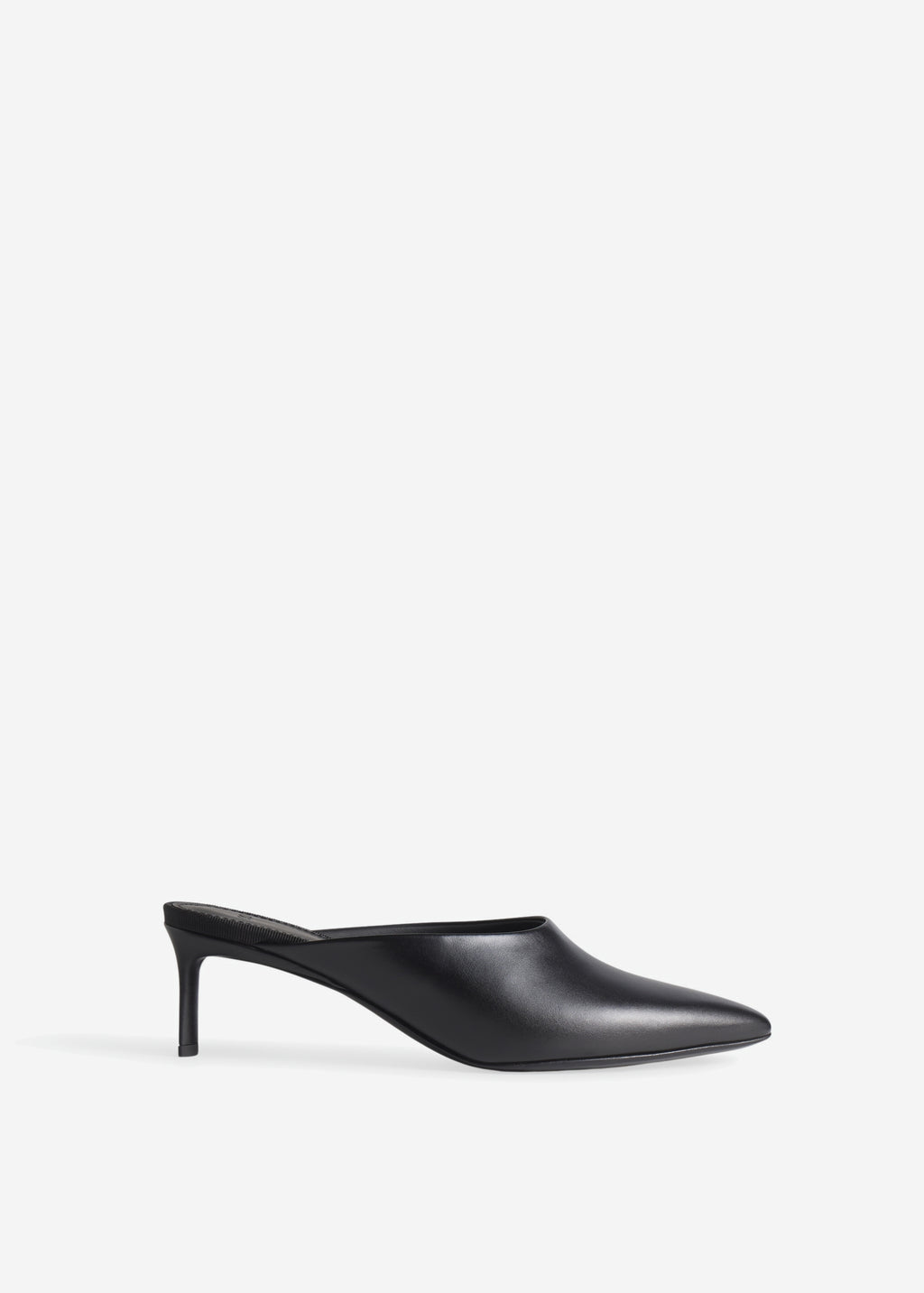 Pointed Toe Mule in Calf Skin Leather - Black - CO