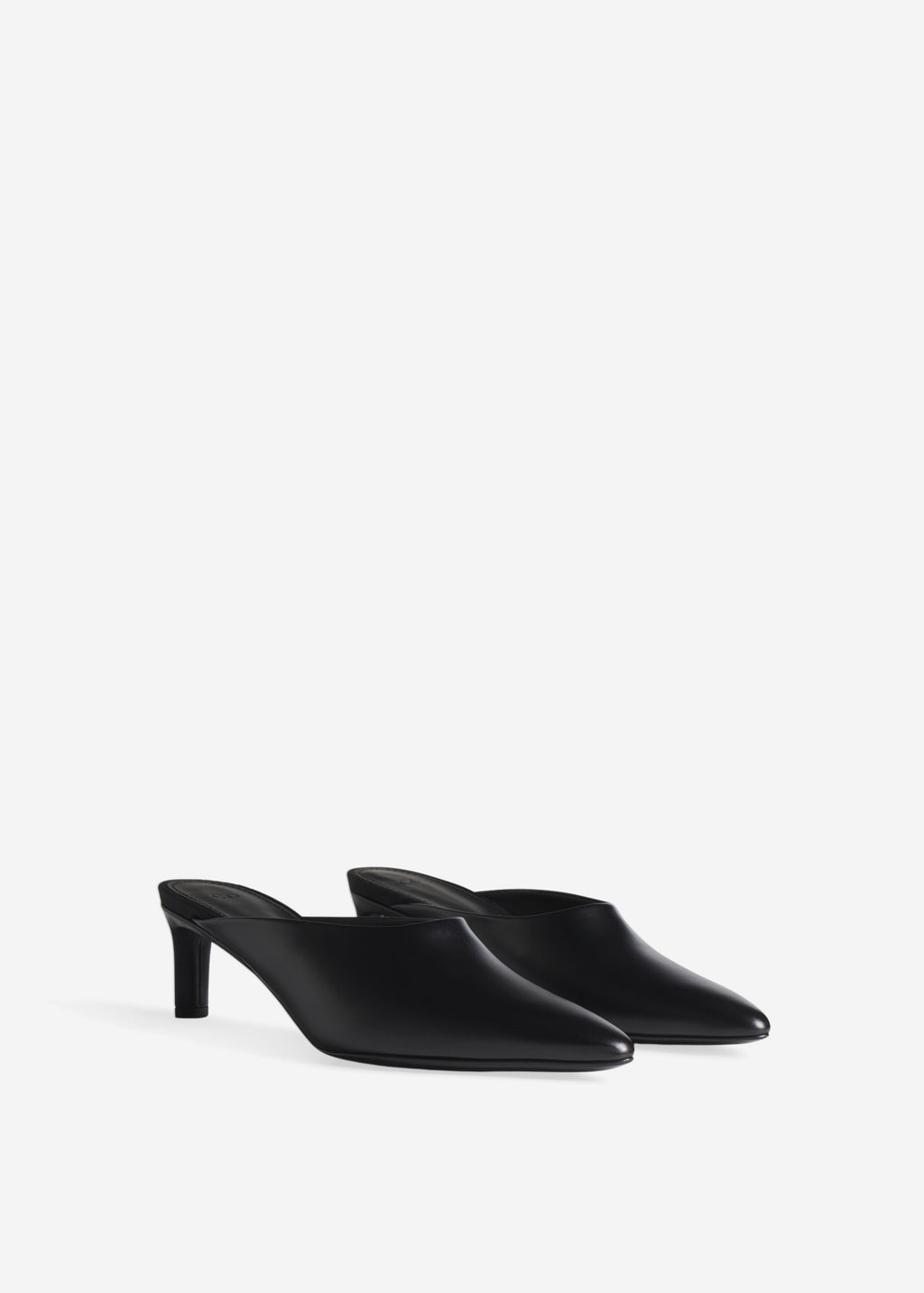 Pointed Toe Mule in Calf Skin Leather - Black - CO