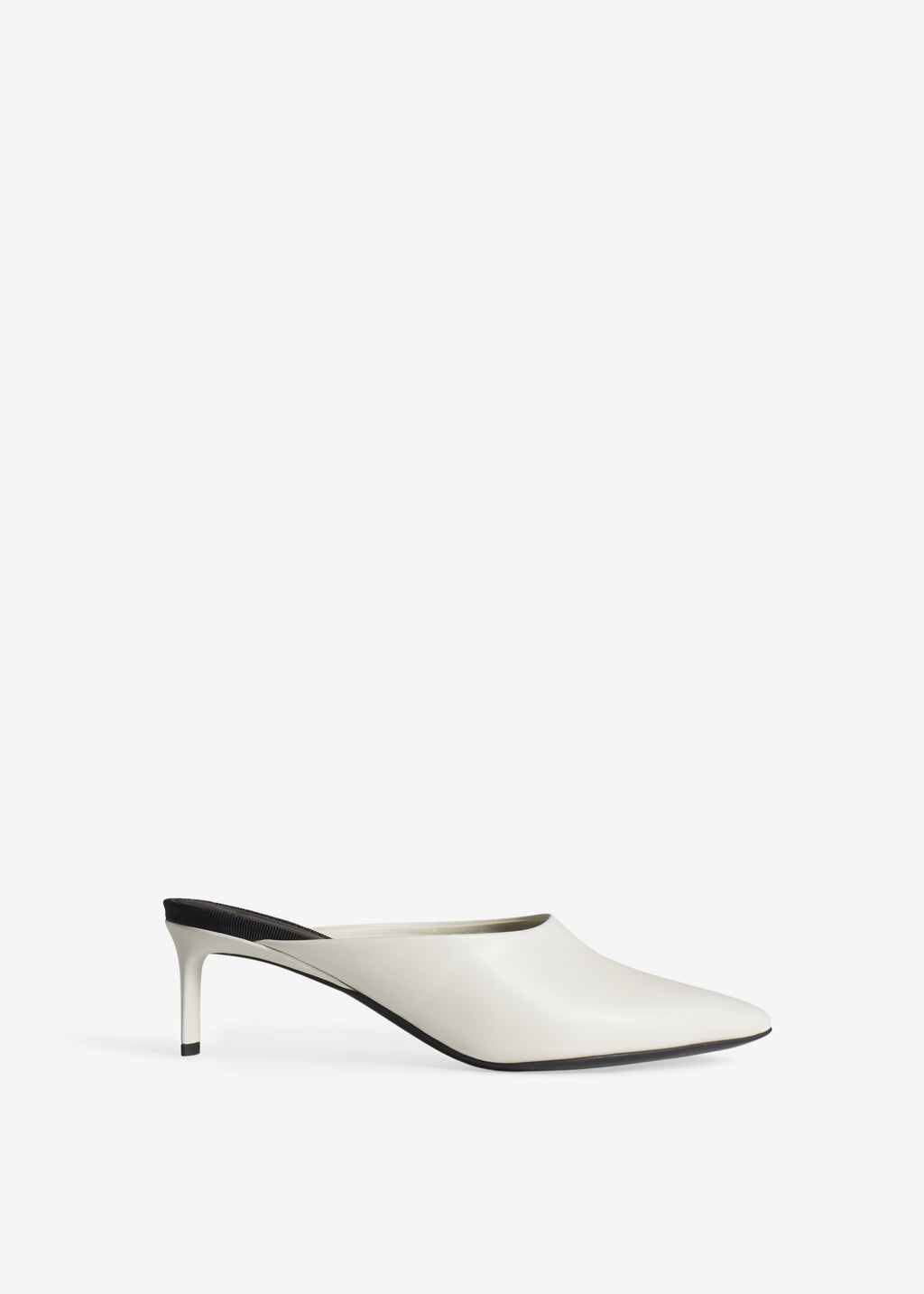 Pointed Toe Mule in Calf Skin Leather - Ivory - CO