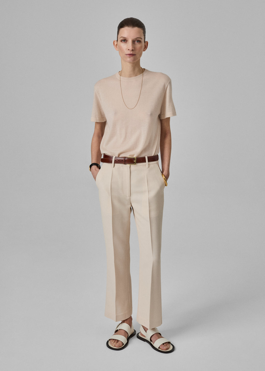 Cropped Flared Pant - Pale Pink - CO