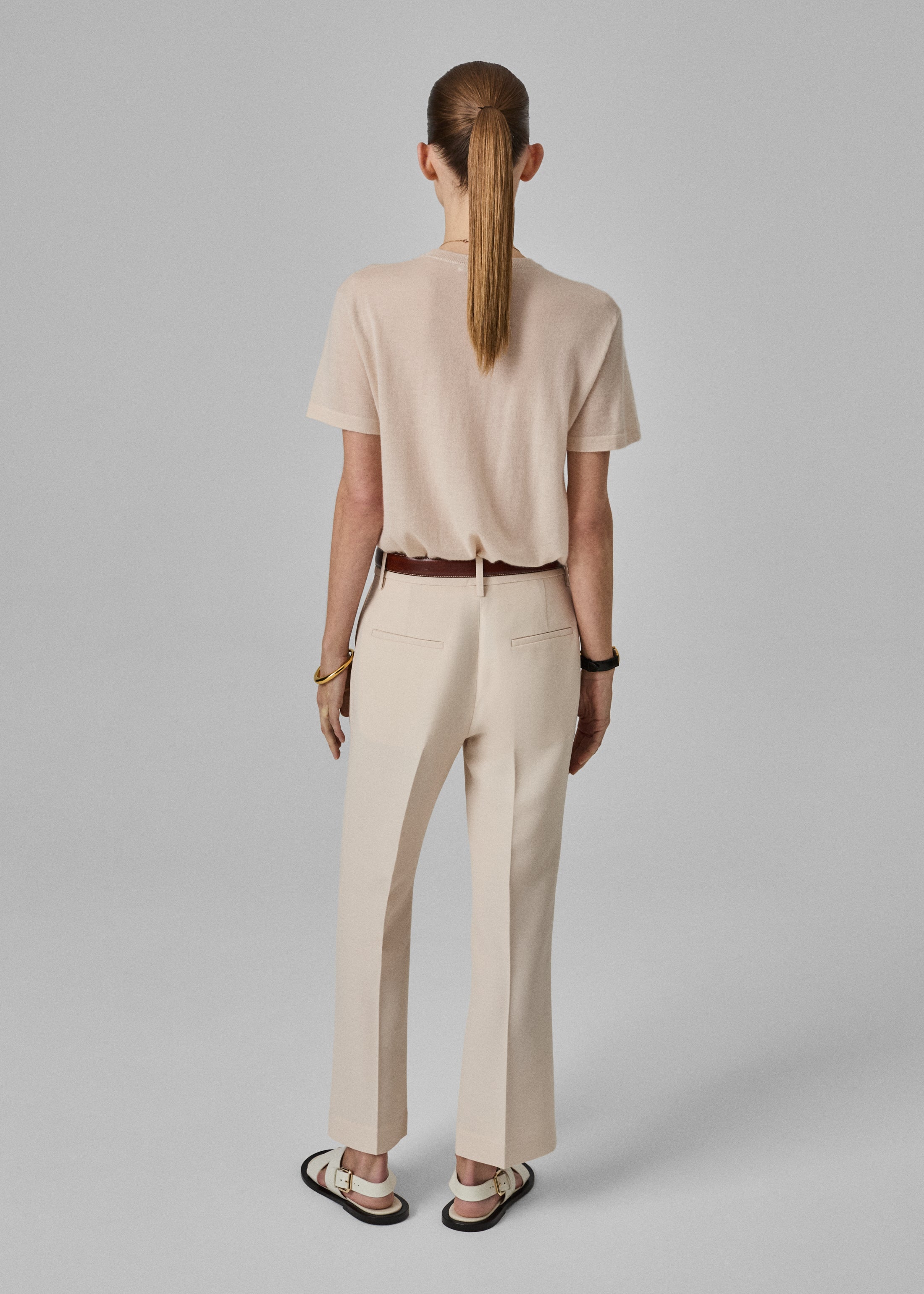 Cropped Flared Pant - Pale Pink