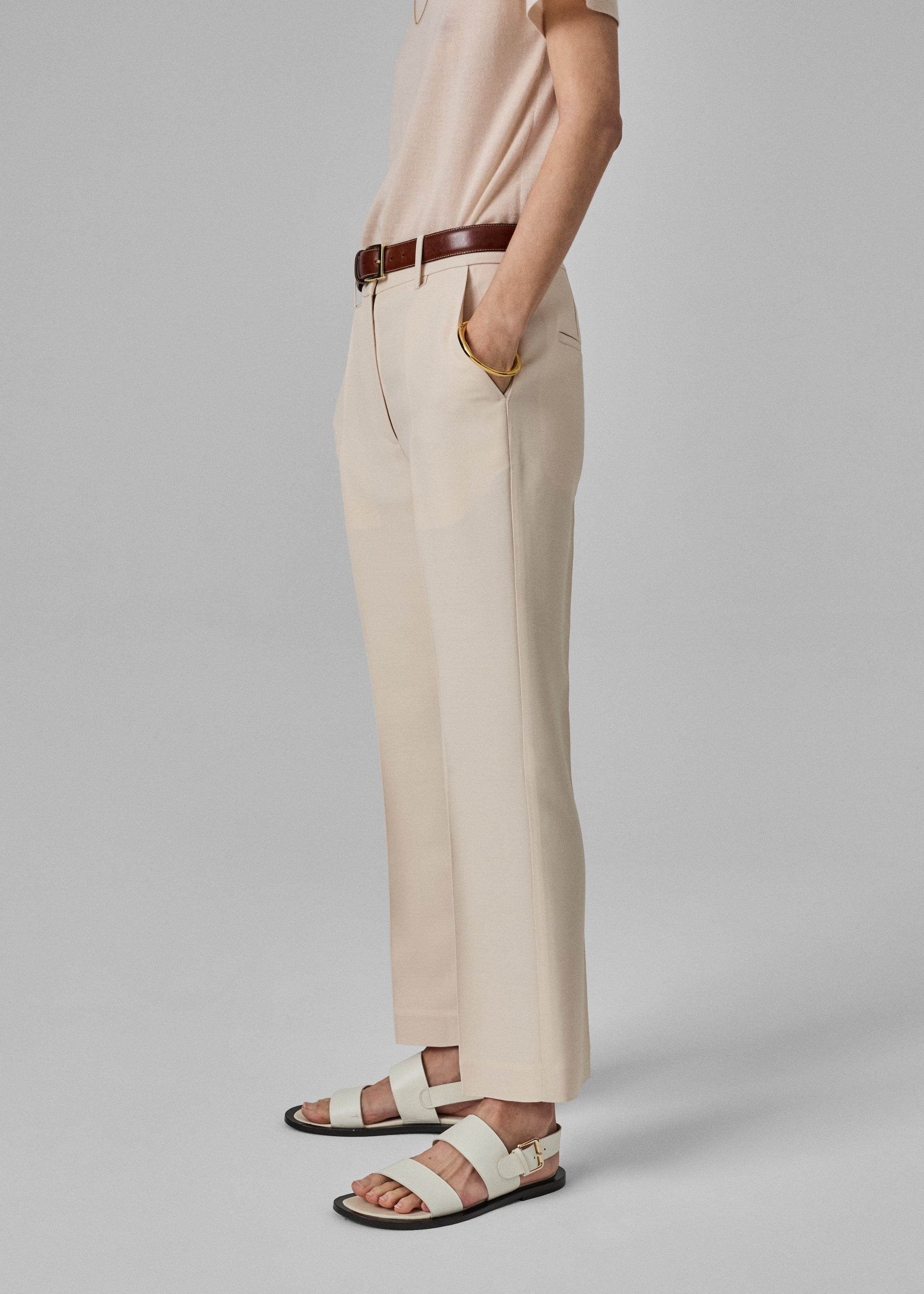 Cropped Flared Pant - Pale Pink