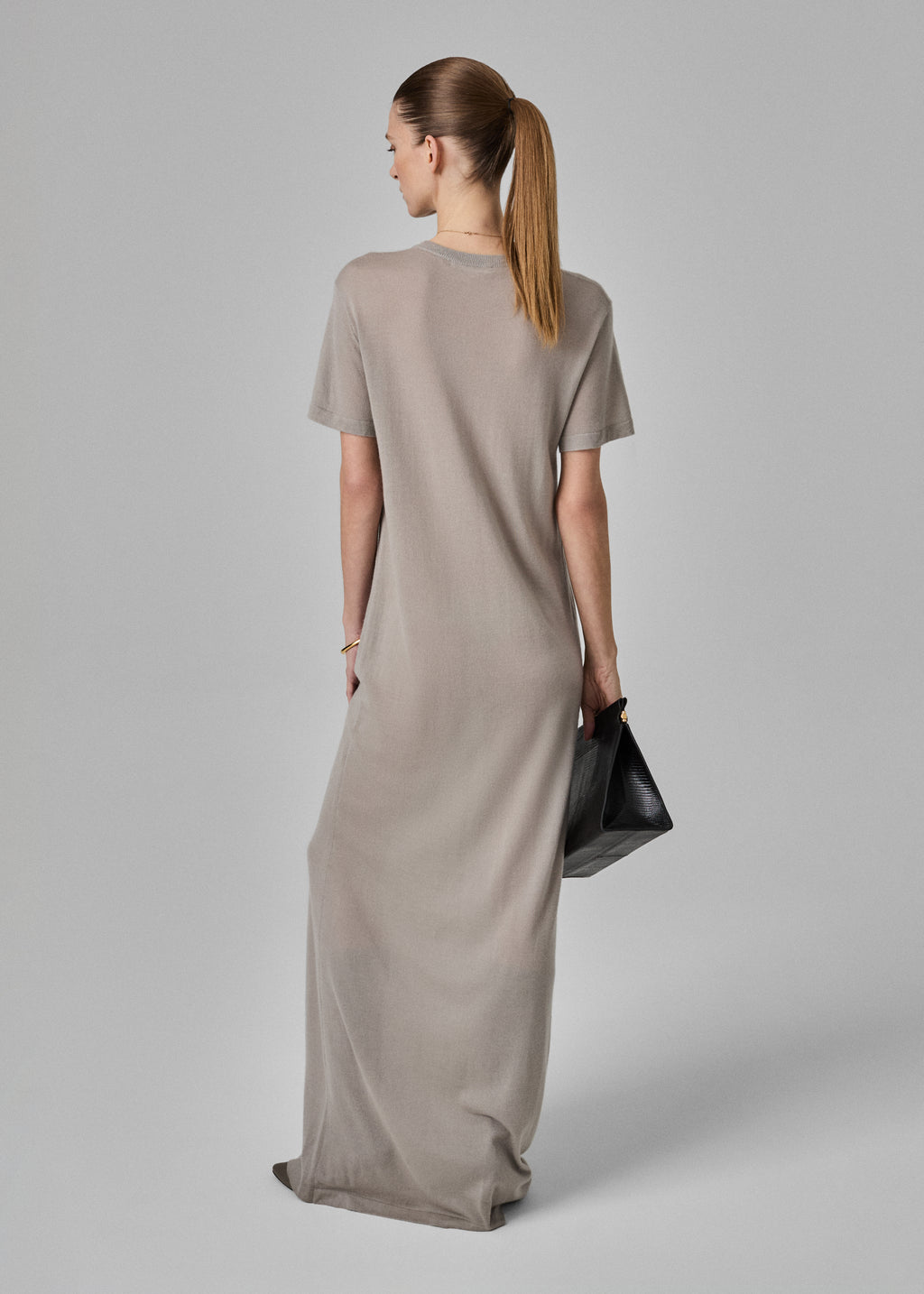 T-Shirt Dress  in Fine Cashmere - Stone - CO