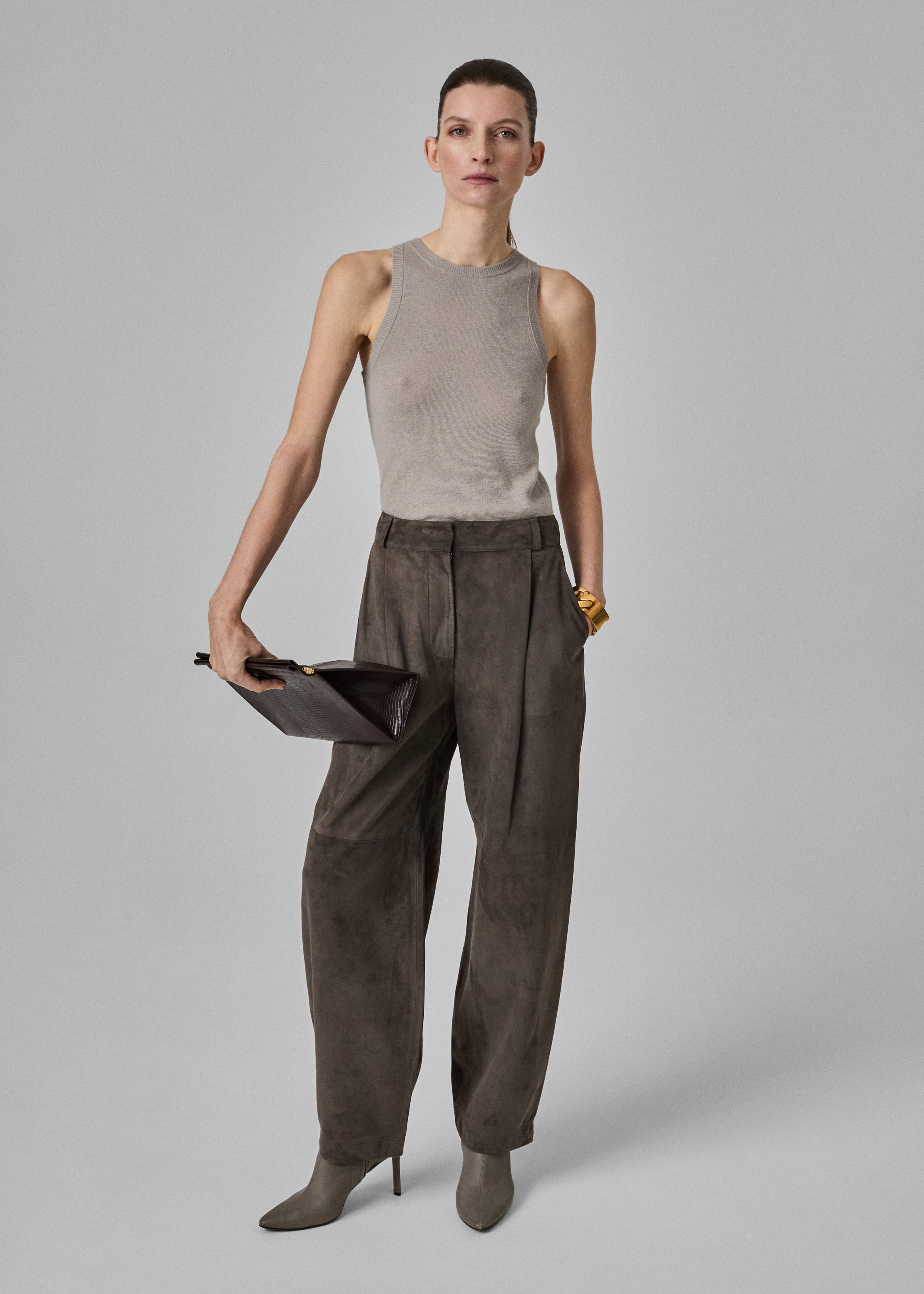 Sporty Tank in Fine Cashmere - Stone