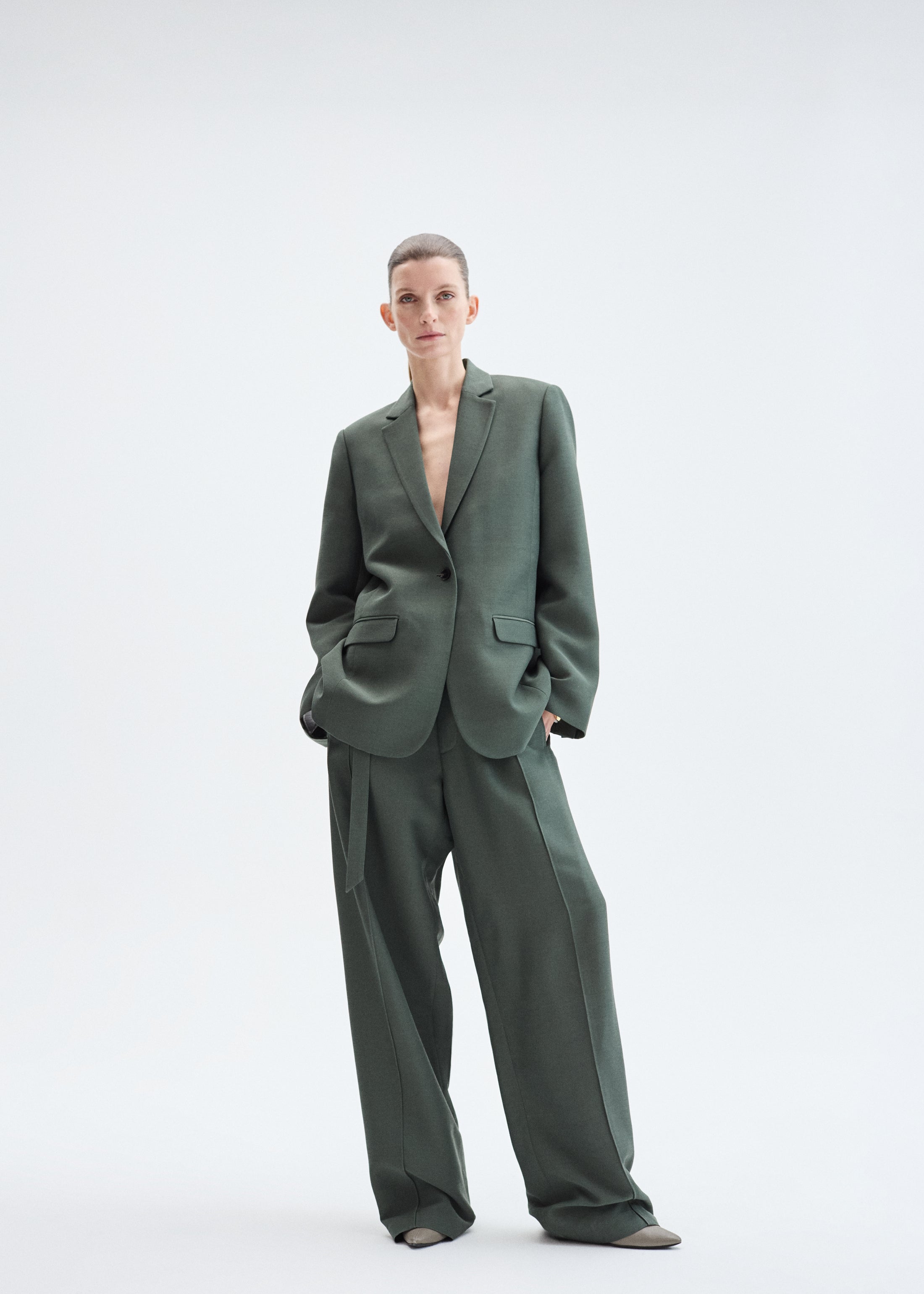 Drop Waist Trouser in Faille - Pistachio