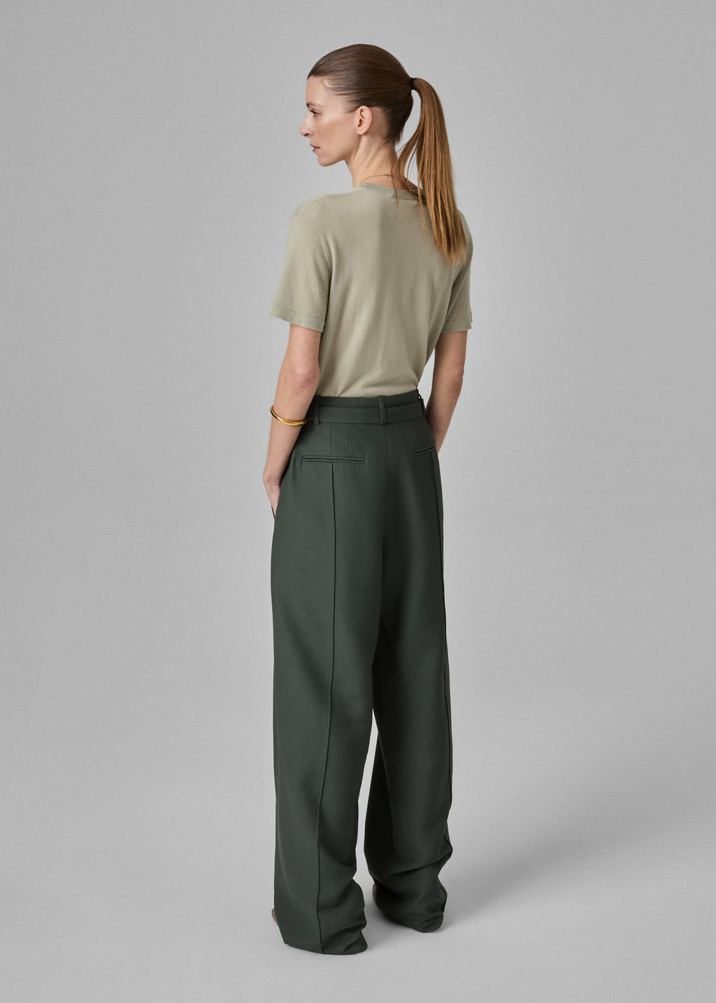 Drop Waist Trouser in Faille - Pistachio - CO