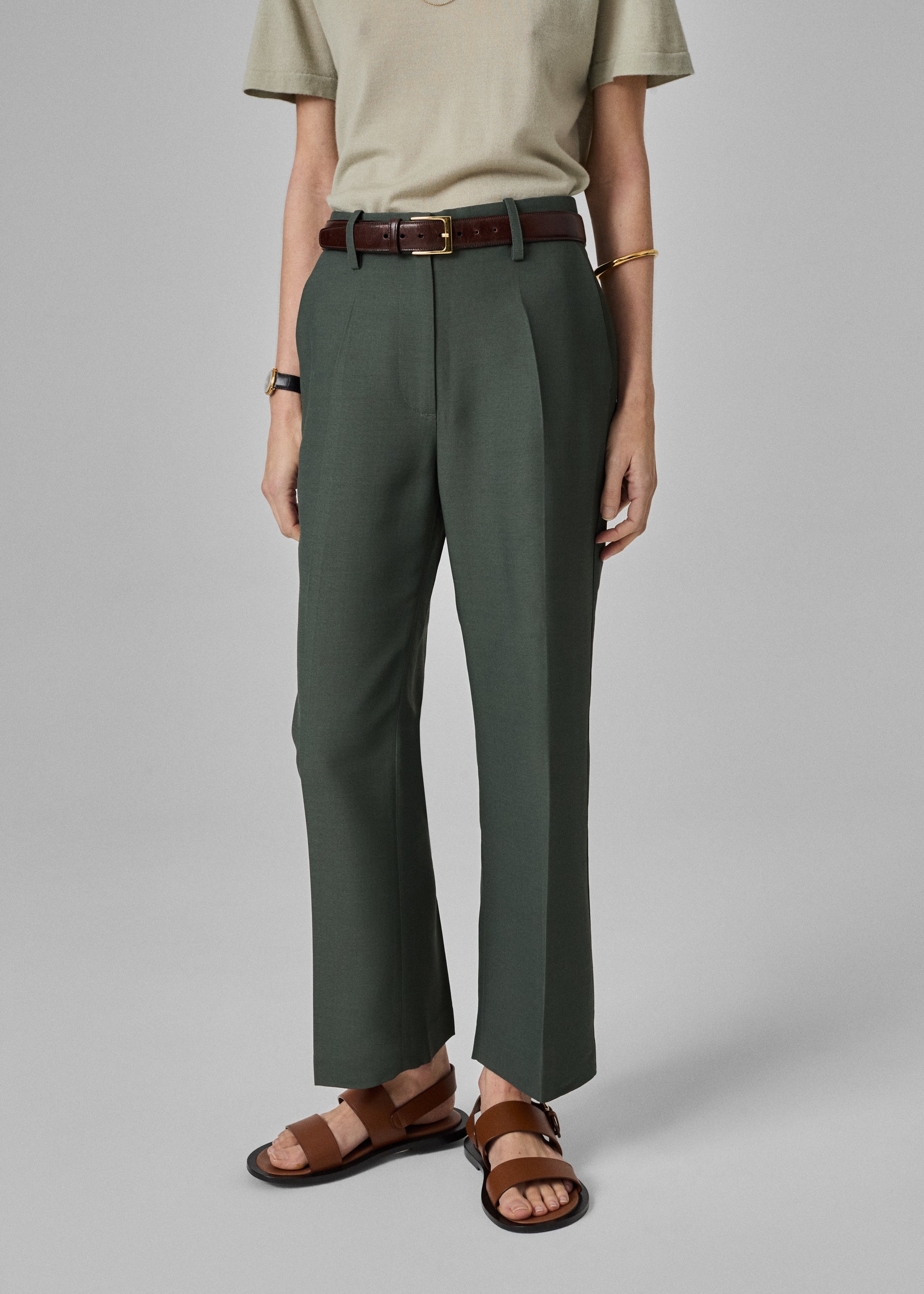 Cropped Flared Pant - Pistachio