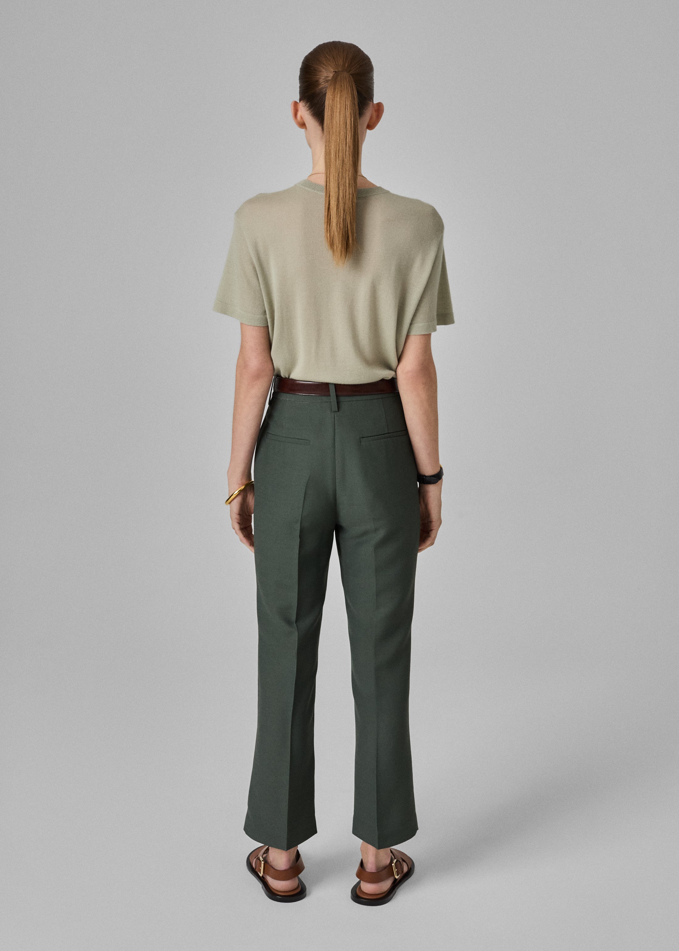 Cropped Flared Pant - Pistachio