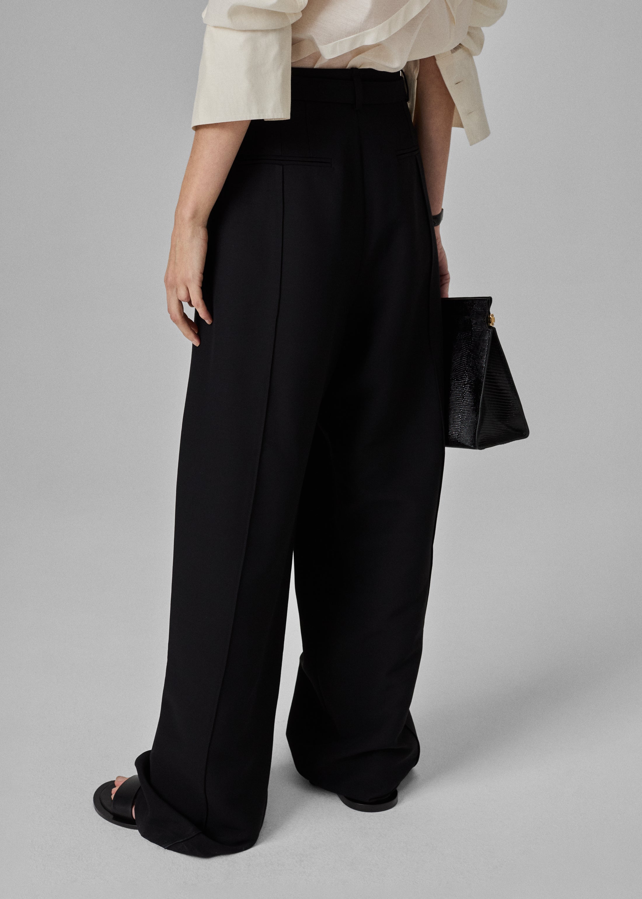 Drop Waist Trouser in Faille - Black