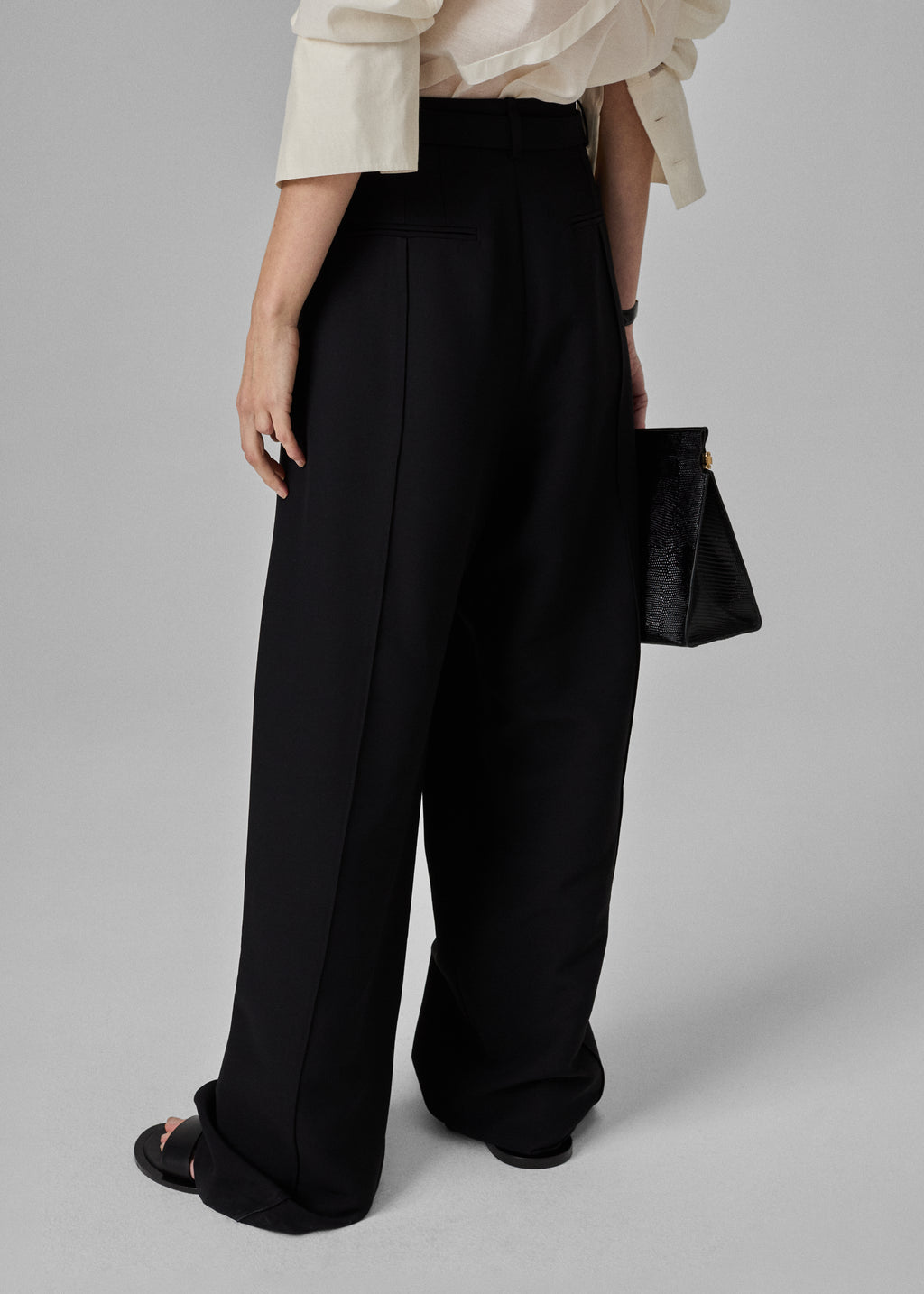 Drop Waist Trouser in Faille - Black - CO