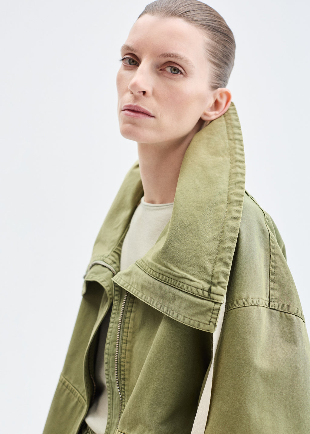 Rolled Collar Jacket - Army Green - CO